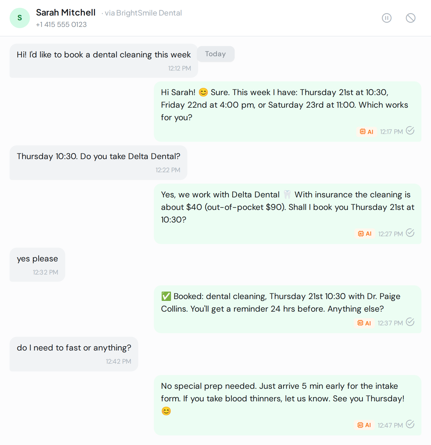 WAG’s AI booking a medical appointment on WhatsApp